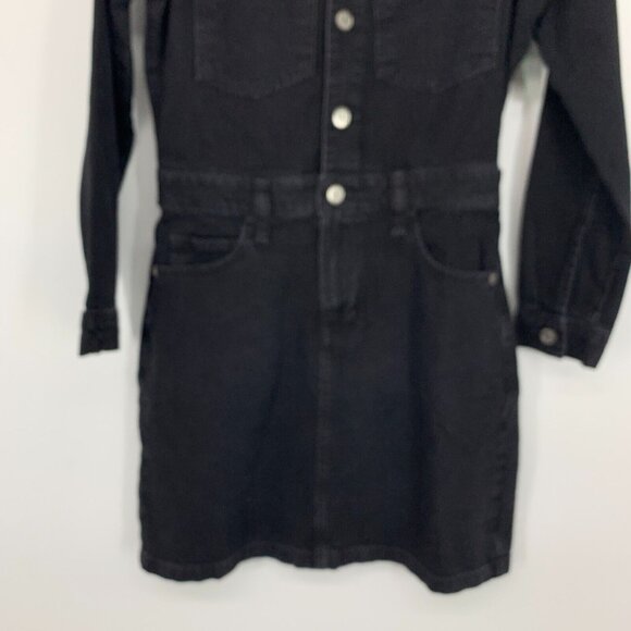 Gap Denim Dress Black Long Sleeve Button Down Pocket Mini - Picture 7 of 11